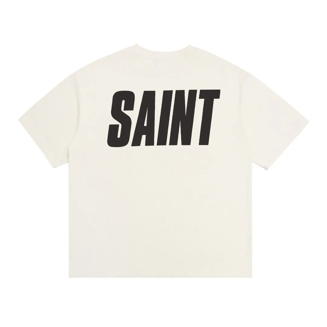 Retro vintage short-sleeved T-shirt from Saint Michael Fabric: Double yarn 240g Style number: S832 Size: S-M-L-XL Color: Off-white Price: P110